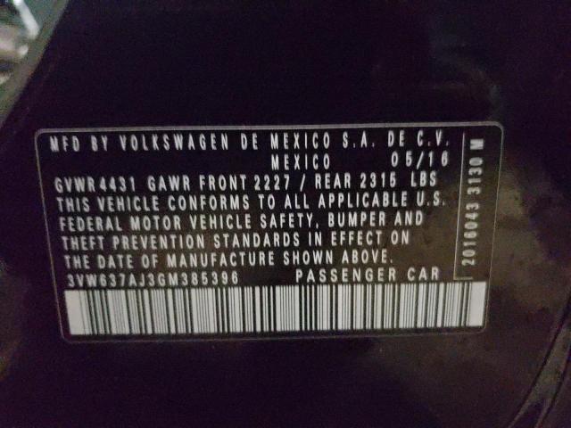 2016 VOLKSWAGEN JETTA HYBR 3VW637AJ3GM385396