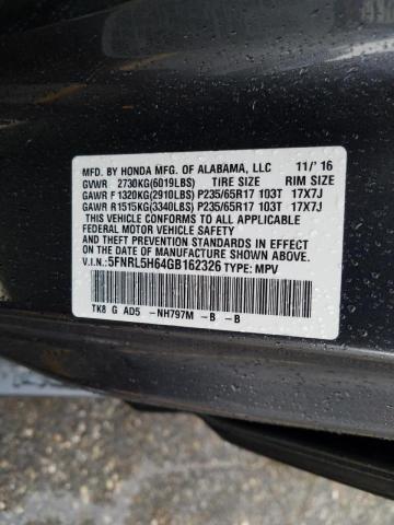 2016 HONDA ODYSSEY 5FNRL5H64GB162326