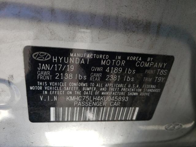 2019 HYUNDAI IONIQ KMHC75LH4KU045893