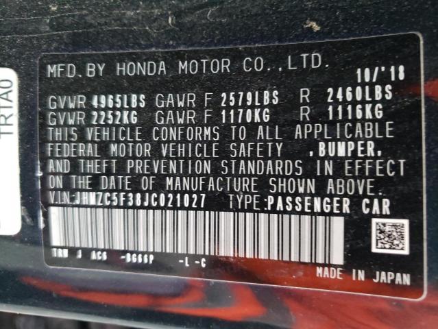 2018 HONDA CLARITY TO JHMZC5F38JC021027