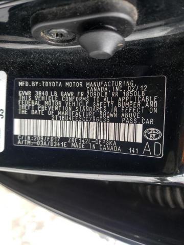 2012 TOYOTA COROLLA BA 2T1BU4EE3CC796035