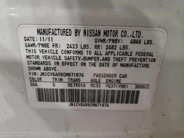 2012 INFINITI G37 JN1CV6AR6CM971874