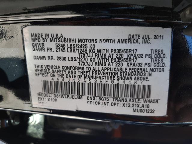 2011 MITSUBISHI ENDEAVOR L 4A4JN2AS2BE034487