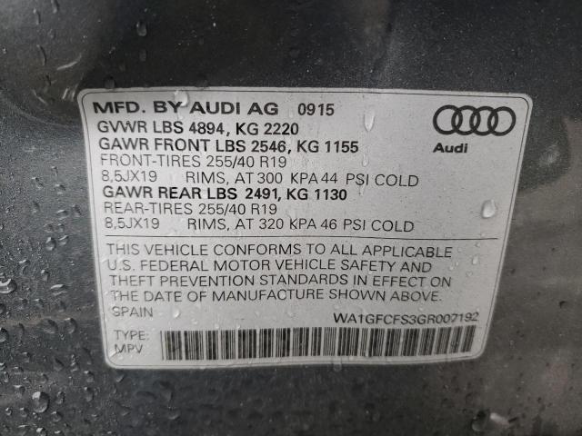 2016 AUDI Q3 PRESTIG WA1GFCFS3GR007192