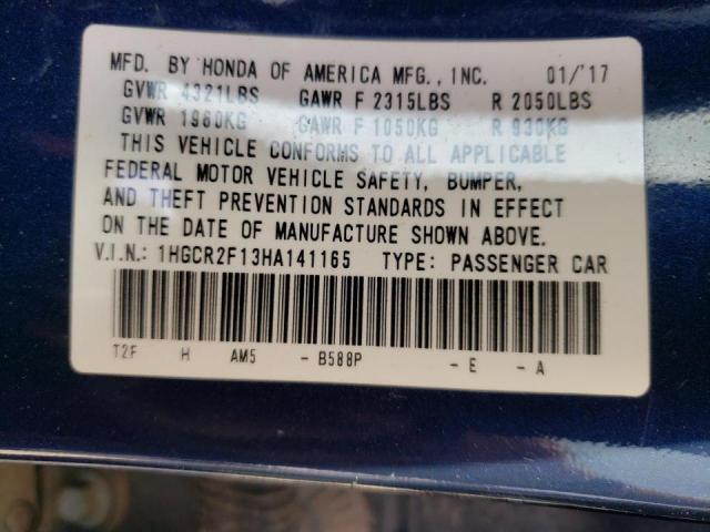 1HGCR2F13HA141165 Honda Accord Spo 2017. Фото: 9