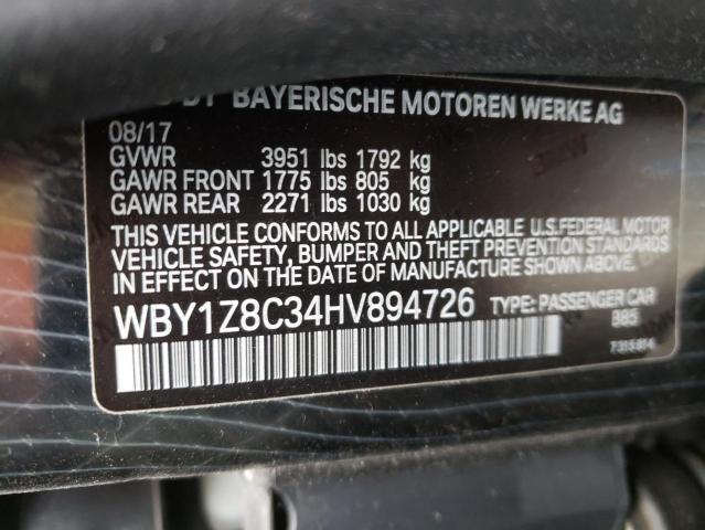 2017 BMW I3 REX WBY1Z8C34HV894726