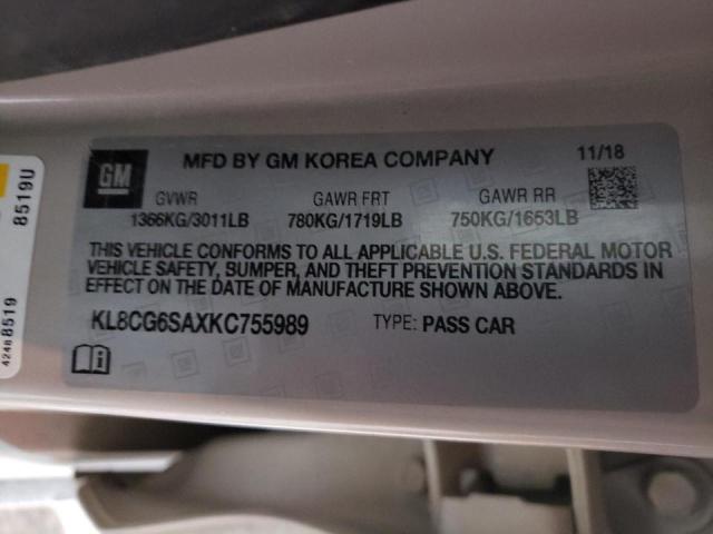 2019 CHEVROLET SPARK ACTI KL8CG6SAXKC755989