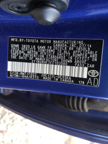 2014 TOYOTA COROLLA L - 2T1BURHE2EC103080