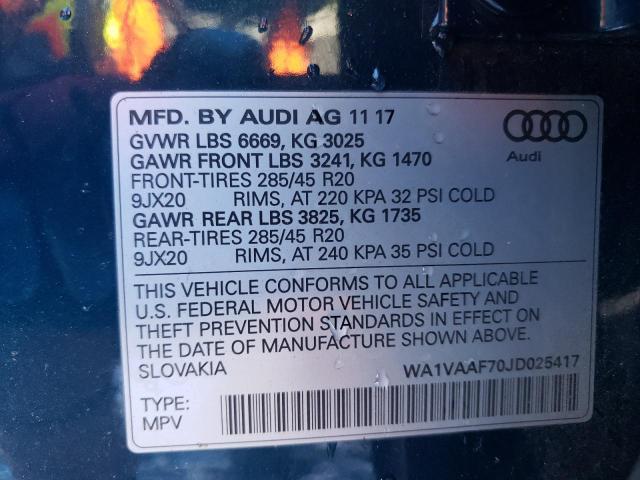 VIN WA1VAAF70JD025417 2018 Audi Q7, Prestige no.10