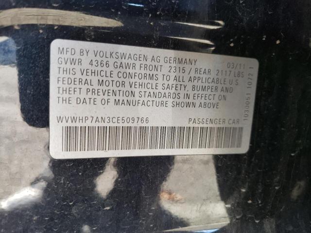2012 VOLKSWAGEN CC LUXURY WVWHP7AN3CE509766