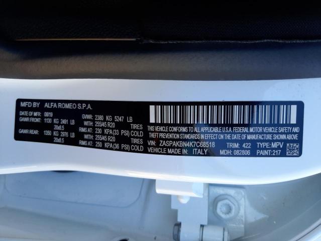 2019 ALFA ROMEO STELVIO TI ZASPAKBN4K7C68518