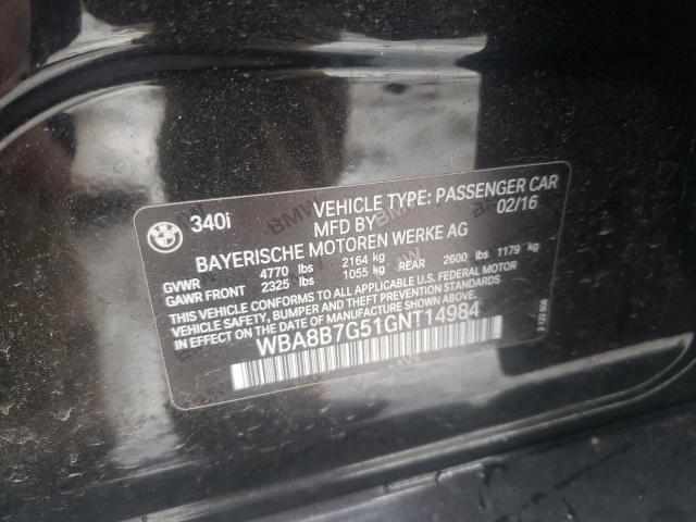 2016 BMW 340 XI WBA8B7G51GNT14984