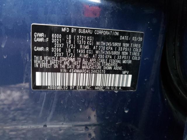 2020 SUBARU ASCENT TOU 4S4WMARD4L3462070