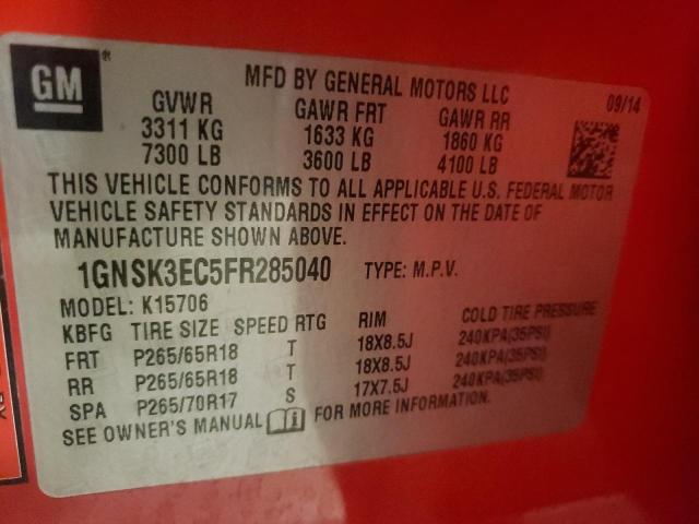 2015 CHEVROLET TAHOE SPEC 1GNSK3EC5FR285040
