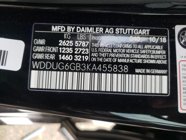 2019 MERCEDES-BENZ S 450 WDDUG6GB3KA455838