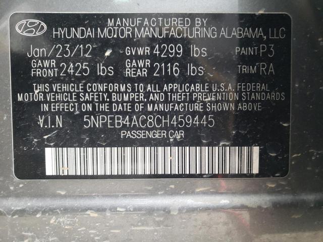 2012 HYUNDAI SONATA GLS 5NPEB4AC8CH459445