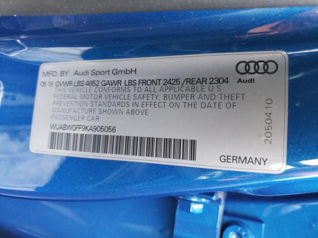 2019 AUDI RS3 WUABWGFF9KA905056