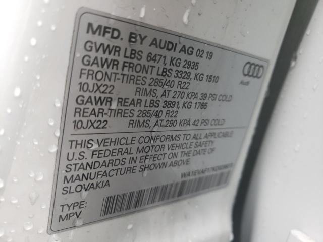 2019 AUDI Q8 PREMIUM WA1EVAF17KD026873