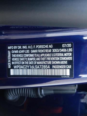 2020 PORSCHE TAYCAN TUR WP0AC2Y16LSA72854