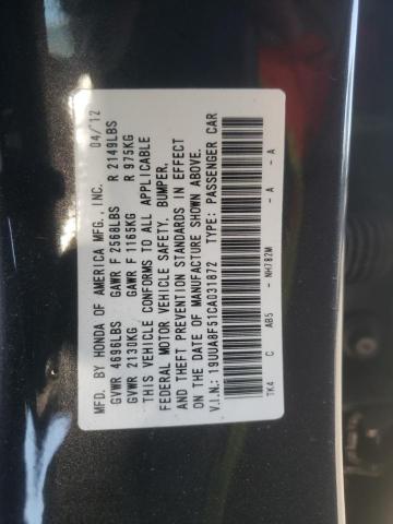 2012 ACURA TL 19UUA8F51CA031872
