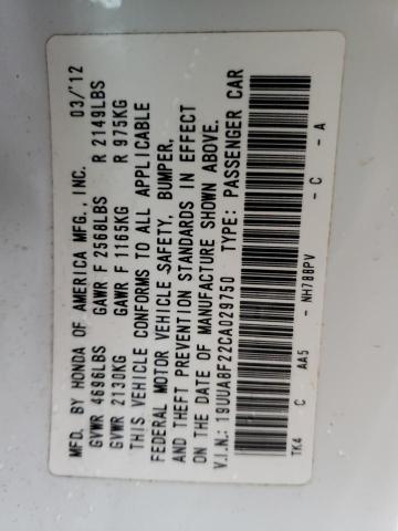 2012 ACURA TL 19UUA8F22CA029750