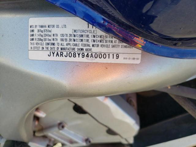 2004 YAMAHA FZ6 SC JYARJ08Y94A000119