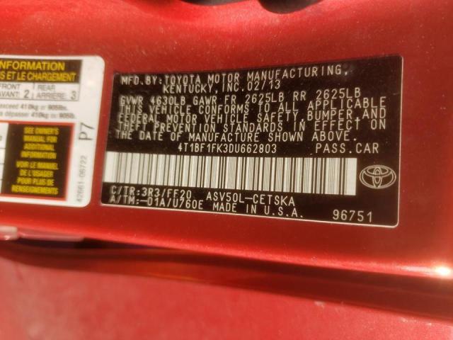 2013 TOYOTA CAMRY L - 4T1BF1FK3DU662803