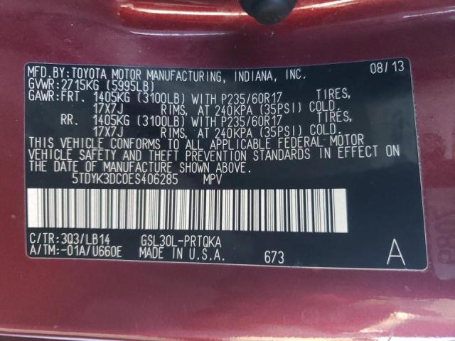 2014 TOYOTA SIENNA XLE - 5TDYK3DC0ES406285