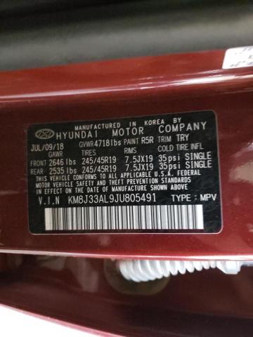 2018 HYUNDAI TUCSON SPO KM8J33AL9JU805491