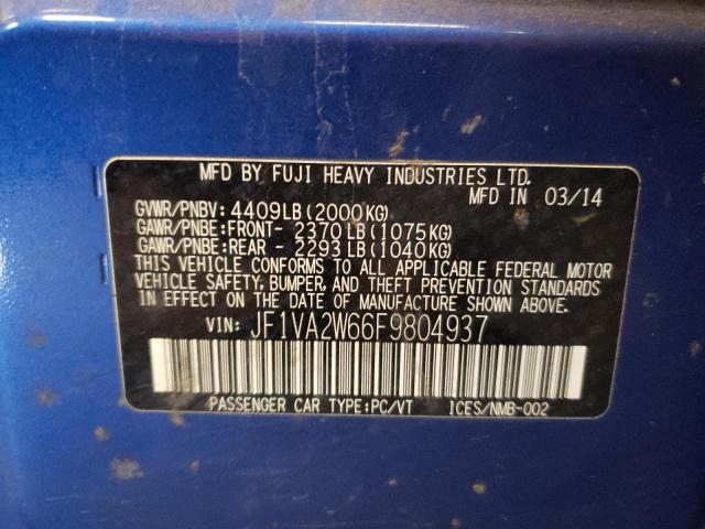 2015 SUBARU WRX STI LA JF1VA2W66F9804937