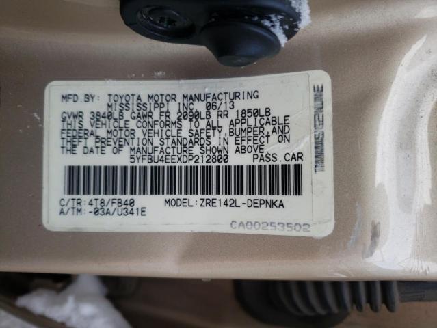 2013 TOYOTA COROLLA BA 5YFBU4EEXDP212800