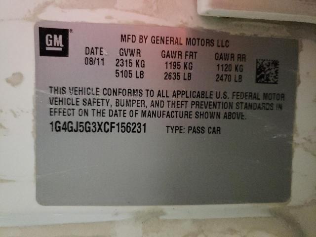 2012 BUICK LACROSSE T 1G4GJ5G3XCF156231