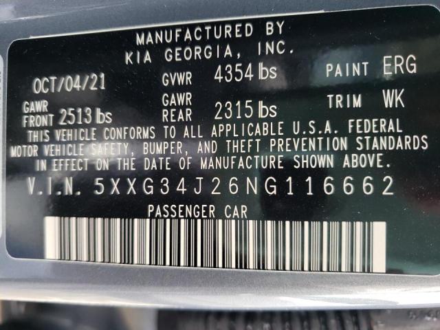 2022 KIA K5 EX 5XXG34J26NG116662