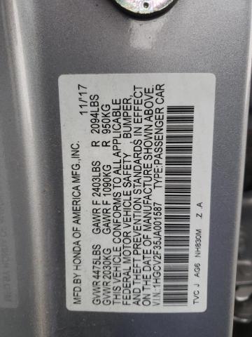1HGCV2F35JA001587 Honda Accord Exl 2018. Фото: 9