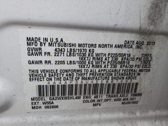 2014 MITSUBISHI OUTLANDER - 4A4AP3AU4EE007698