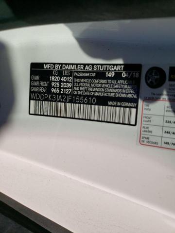 2018 MERCEDES-BENZ SLC 300 WDDPK3JA2JF155610