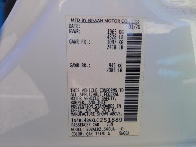 2020 NISSAN ALTIMA S 1N4BL4BVXLC251889