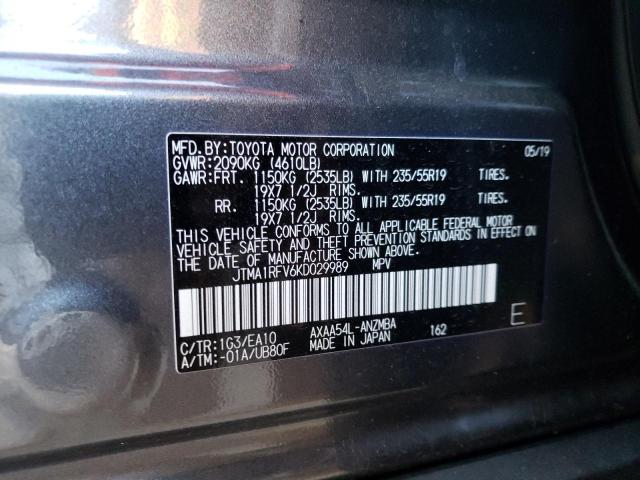 2019 TOYOTA RAV4 XLE P JTMA1RFV6KD029989