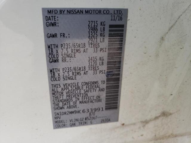 5N1DR2MM9HC633991 Nissan Pathfinder 2017. Фото: 9