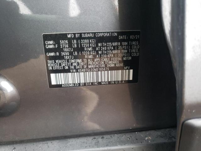 2021 SUBARU OUTBACK ON 4S4BTGLD2M3185675