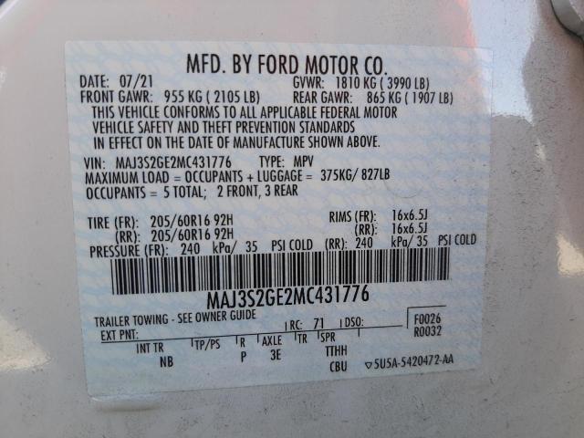 2021 FORD ECOSPORT S MAJ3S2GE2MC431776