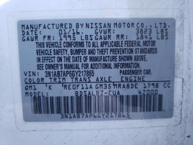 2016 NISSAN SENTRA S 3N1AB7AP6GY217865