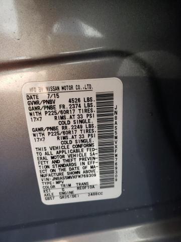 2015 NISSAN ROGUE SELE JN8AS5MVXFW769309