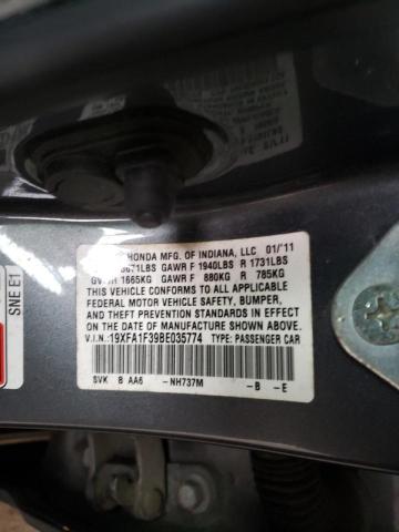 2011 HONDA CIVIC VP 19XFA1F39BE035774