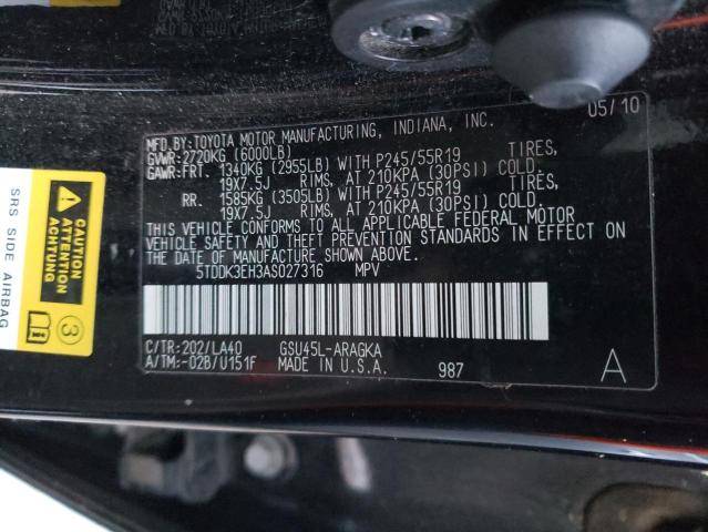2010 TOYOTA HIGHLANDER - 5TDDK3EH3AS027316