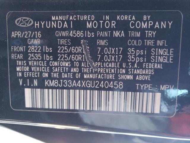 2016 HYUNDAI TUCSON LIM KM8J33A4XGU240458