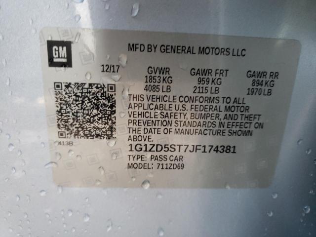 2018 CHEVROLET MALIBU LT 1G1ZD5ST7JF174381