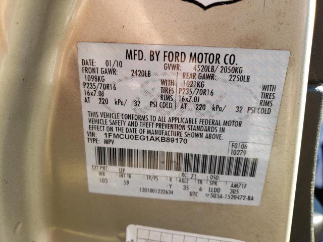 2010 FORD ESCAPE LIM 1FMCU0EG1AKB89170