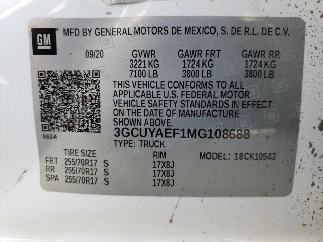 3GCUYAEF1MG108688 Chevrolet Silverado 2021. Фото: 9