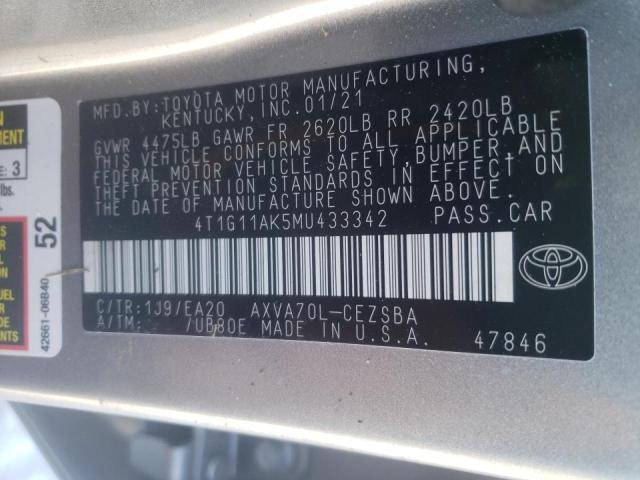 2021 TOYOTA CAMARY 4T1G11AK5MU433342